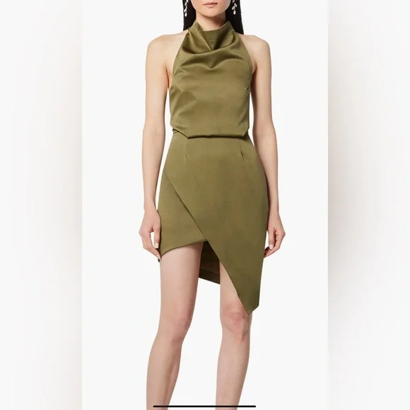 camo asymmetric satin cocktail dress ELLIATT Camo Dress in White
